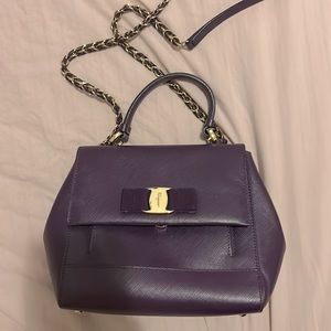 Salvatore Ferragamo purple Leather Vara Top Handle crossbody Bag